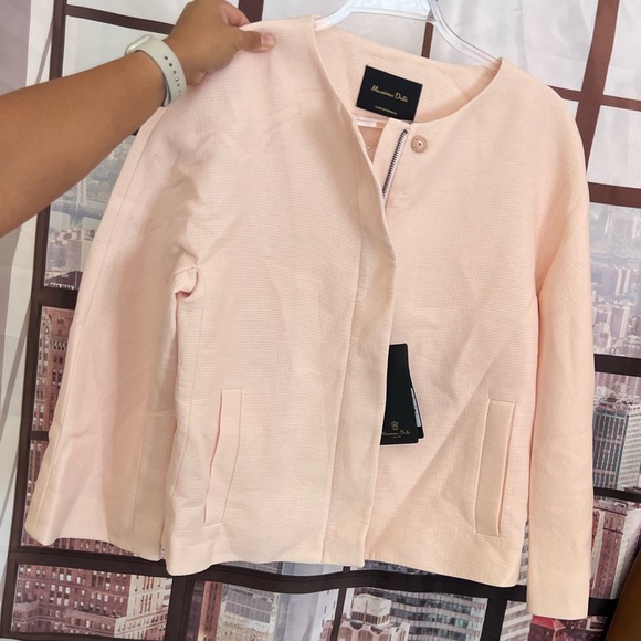 SOLD MASSIMO DUTTI Petal Pink Textured Jacket Size Medium FLAWED - Picture 2 of 16